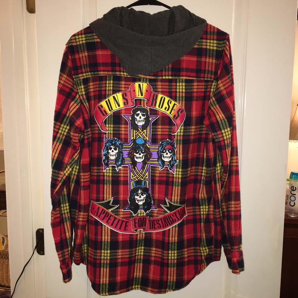 Guns and Roses Graphic Flannel Hoodie